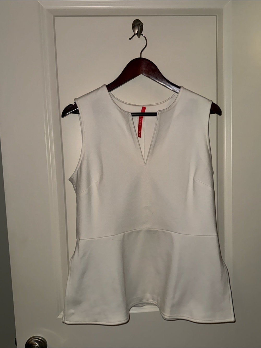 SPANX White Sleeveless Peplum Tank with V-Notch